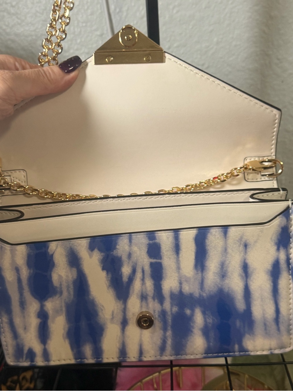 Michael Kors Envelope Clutch Crossbody – Blue & White Tie-Dye - Picture 10 of 12